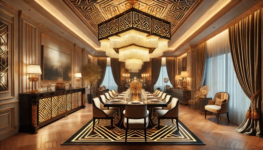 06 - Dining Room With Art Deco Dreams Light Golden Path