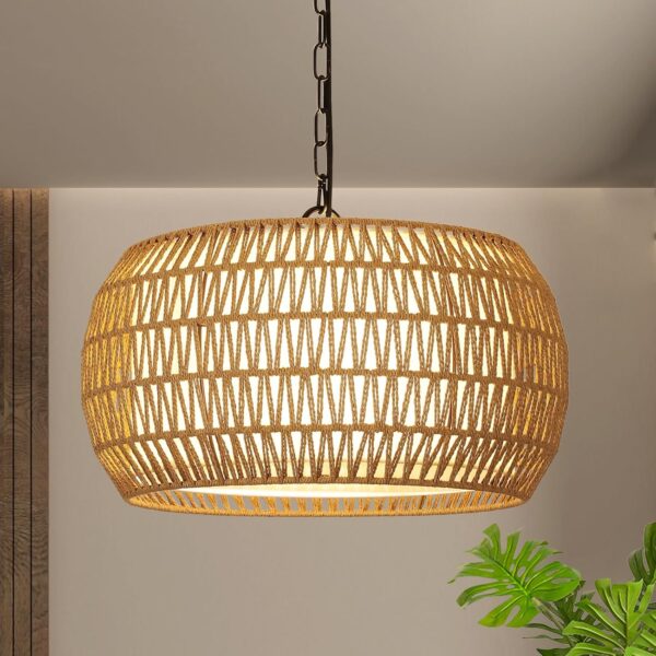 Farmhouse Chandelier Crafted With Rattan for Charm