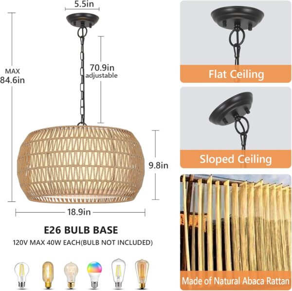 Farmhouse Chandelier Crafted With Rattan for Charm dimensions