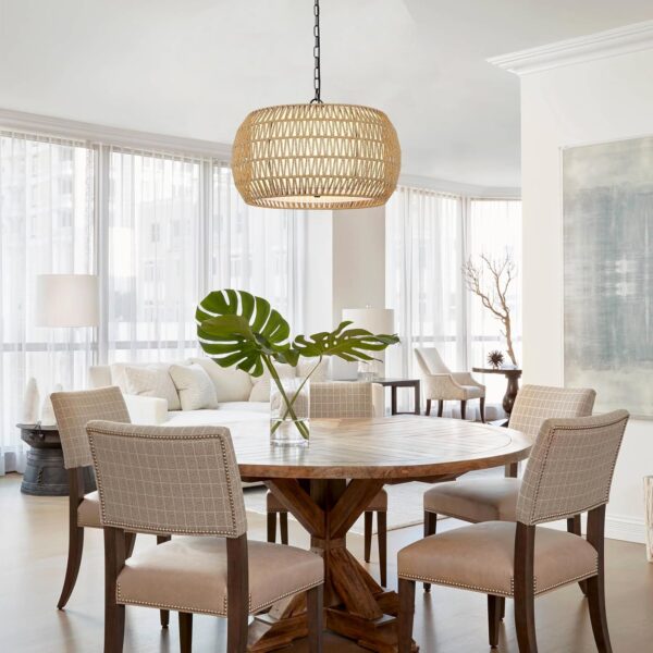 Farmhouse Chandelier Crafted With Rattan for Charm dinning area