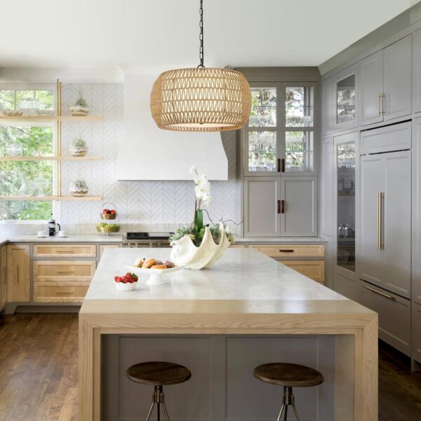 Farmhouse Chandelier Crafted With Rattan for Charm kitchen