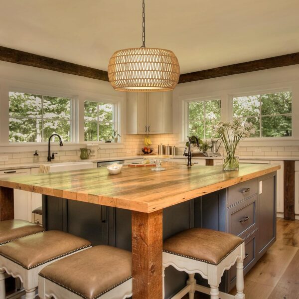 Farmhouse Chandelier Crafted With Rattan for Charm kitchen area