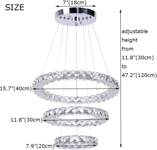 LED Chandelier with Crystal Ceiling Elegance dimension