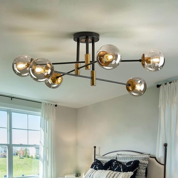 Modern Glass Chandelier Flush Mount Ceiling Light Fixture 1