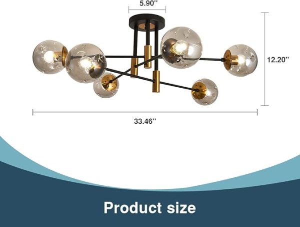 Modern Glass Chandelier Flush Mount Ceiling Light Fixture 2