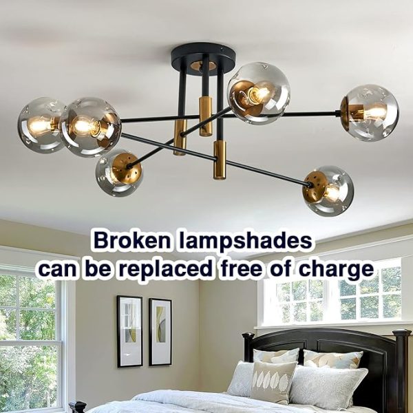 Modern Glass Chandelier Flush Mount Ceiling Light Fixture 5