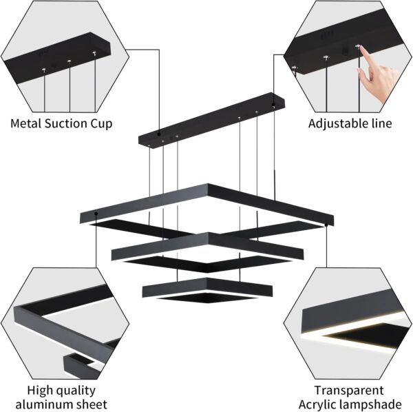 Sleek Dimmable LED Chandelier Light Fixture details