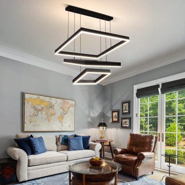 Sleek Dimmable LED Chandelier Light Fixture livingroom